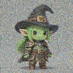 cute tiny goblin girl wearing hunter armor from Bloodborne and a wizard hat, geeen skin, trending on ArtStation, d&d, chibi