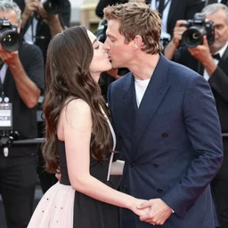 Jonah Hill holding hands with Dahyun. Dahyun is so pretty. Jonah Hill is so handsome. They're So SO SO in love. They look cute together and really want to kiss. paparazzi photo.