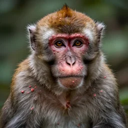 a hyperrealistic portrait of a monkey covered with pox, hives, bumps, highly detailed, octane render, national geographic wildlife photo