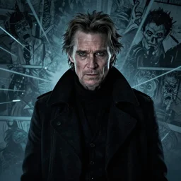 portrait of willem dafoe the bogeyman, bleak and oppressive atmosphere, distress, mattepainting concept blizzard pixar maya engine on stylized background splash comics global illumination lighting artstation, sharp focus, lois van baarle, ilya kuvshinov, rossdraws