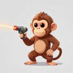 “ logo of a monkey in the style of zootopia holding laser gun, with a black background, digital art, award winning, trending on art station, retro style ”