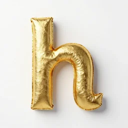 letter h made with gold foil