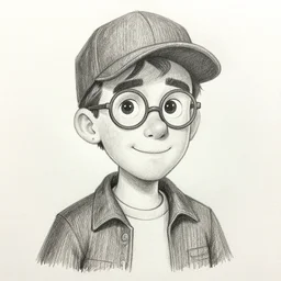 detailed pencil sketch of steve urkel - n 9