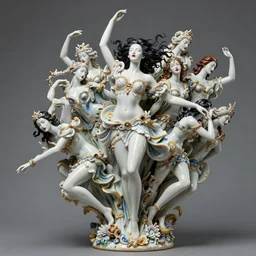 high intricate porcelain baroque gorgeous woman full body staying in a flight pose very white skin dark hair flowing red lips, full body, sensual, 8 k, hyperrealistic hyperdetailed maria panfilova, andrea savchenko, mike kime, ludovic plouffe, qi sheng luo, oliver cook, trending on artstation