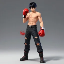 demon hero ,boxing gloves,worn pants ,ArtStation, studio trigger anime,studio trigger style,studio trigger art,CGSociety,full length, exquisite detail, post-processing, masterpiece, volumetric lighting, cinematic, hypermaximalistic, high details, cinematic, 8k resolution, beautiful detailed, insanely intricate details