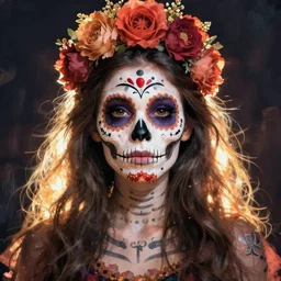 Illustration of a sugar skull day of the dead girl, art by WLOP