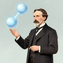 nikola tesla, juggling balls of electricity, cartoon, new yorker