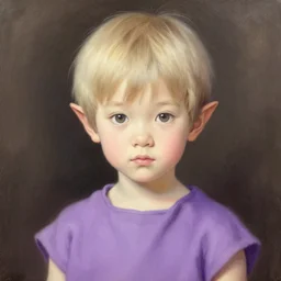 little elf tomboy, purple tunic, soft hair. light color palate, detailed soft painting, ayami kojima, made in abyss, anatomically correct, inspired in balthus