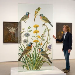 birds and flowers, from glass, by ernst haeckel, james jean, el anatsui, mandy jurgens
