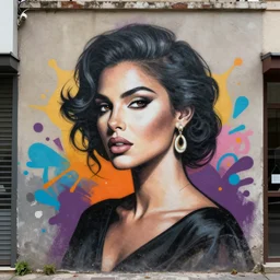 a portrait of an elegant lady, street art