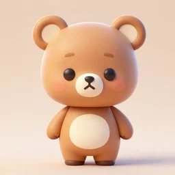 chibi bear, anime style, 3 d