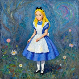Alice in wonderland by cy Twombly and BASTIEN LECOUFFE DEHARME, iridescent, volumetric lighting