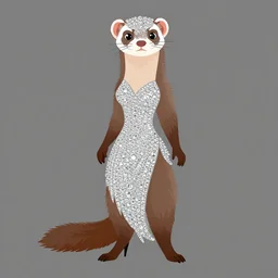 detailed flat 2 d : female ferret character : wearing diamonds : wearing a sequins sexy dress : wearing feathers : wearing stiletto : head torso legs feet : lorax movie : artstation