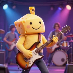 cheespirito playing in a rock band. ultra-detailed, 8k, octane render