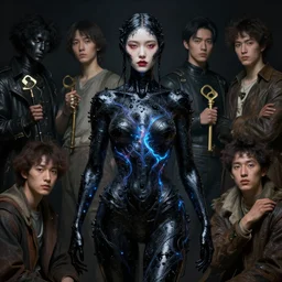full shot of a beautiful woman covered by black oil, bio luminescent, plasma, by ruan jia and artgerm and range murata and wlop and ross tran and william - adolphe bouguereau and beeple. key art. fantasy illustration. award winning, artstation, intricate details, realistic, hyperdetailed, 8 k resolution.