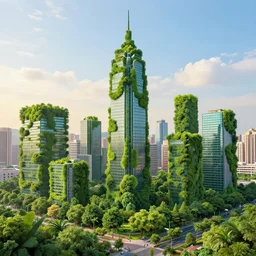 a beautiful picture of the a city where all the building a made of trees