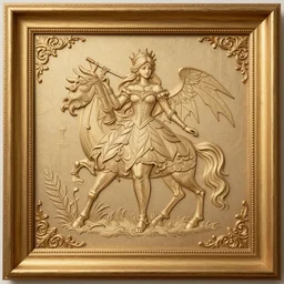 a amazing illustration fantasy wood frame engraving with elegant details, golden border detail ornaments art by fantasy style, centered, facing shot, crowns, dragons!! and royal shields, symmetry!!!, elegant, masterpiece