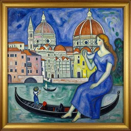 cubist painting of a mix of venice, florence, naples by chagall