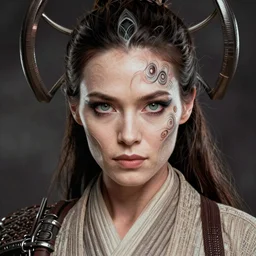 one female jedi master, wearing the traditional jedi robe, beautiful and uniquely odd looking, detailed symmetrical close up portrait, intricate complexity, in the style of artgerm and ilya kuvshinov, magic the gathering, star wars art