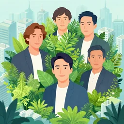 editorial illustration portrait of an isometric busy city with lush foliage overgrowth, mads berg, christopher balaskas, victo ngai, rich grainy texture, detailed, dynamic composition, wide angle, matte print, unreal engine, screen print, ( ( dither ) )