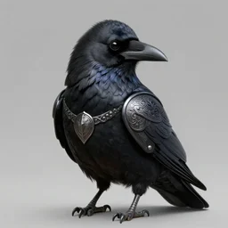beautiful black raven bird with ornate armor, cute, intricate, highly detailed, digital painting, trending on artstation, concept art, smooth, sharp focus, backlit, rim light, vivid colors, illustration, unreal engine 5, 8 k, art by rossdraws and alphonse mucha