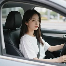 girl sitting in a car