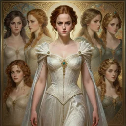 ancient high queen emma watson, symetrical, diffuse lighting, fantasy, intricate, elegant, highly detailed, lifelike, photorealistic, digital painting, artstation, illustration, concept art, 4 k, smooth, sharp focus, art by john collier and albert aublet and krenz cushart and artem demura and alphonse mucha
