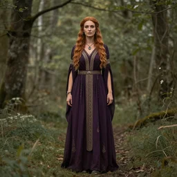 full body portrait of beautiful Celtic mystic woman -S