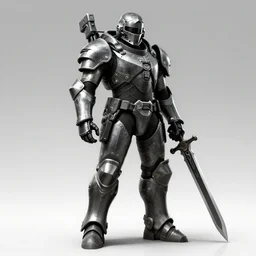 full body pose of a knight, soldier, scifi, power armor, mechasuit, medieval, futuristic sword, heavy gun, armored, helmet, military, heavy, modern, gaz mask, black and white, concept art, bust portrait, nekro, tom bagshaw, craig mullins, ventail, exsokeleton, hyper realistic, hyper detailed, artstation