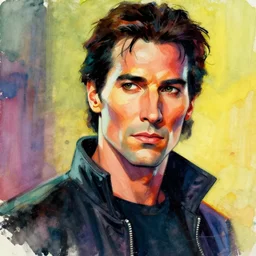 hero portrait from'the martix'movie done in 1 9 6 0's comics style, impressionistic, colorful, digital art, oil paintings, watercolor