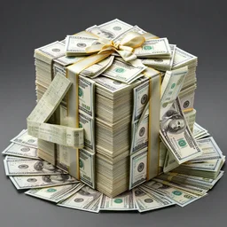 A big cube pile of 1 trillion dollars, 4k photo