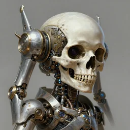 portrait of skull kid, robot steampunk, metallic! horizon zero dawn machine, intricate, elegant, highly detailed, led details, digital painting, artstation, concept art, smooth, sharp focus, illustration, art by artgerm and greg rutkowski and alphonse mucha, 8 k