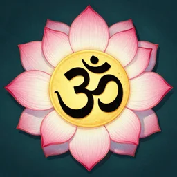 A lotus flower mandala with the Om symbol in the middle