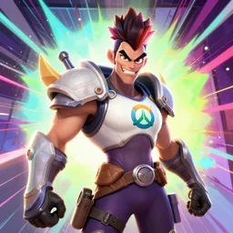 selfie of Junkrat of overwatch character heartstone concept Blizzard pixar maya engine on stylized background splash comics global illumination lighting artstation