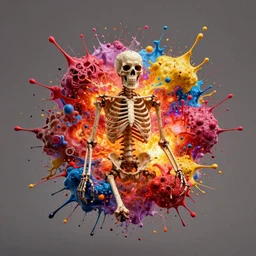 skeleton exploding by josan gonzalez splash art graphic design color splash high contrasting art, fantasy, highly detailed, art by greg rutkowski