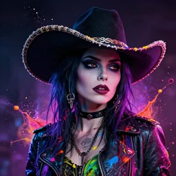 splashes of neon, mowhawk, punk women portrait made out of paint, trending on artstation, epic composition, emotional, beautiful, rendered in octane, highly detailed, realistic, tim burton comic book art, sharp focus, unreal engine