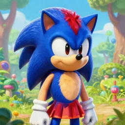 a portrait painting of sonic the hedgehog with emo hair wearing dress ， humanoid, anthropomorphic, personify, trending on artstation by wenjun lin, irakli nadar, bright colors, octopath traveler, wenjun lin, unreal engine 5 highly rendered, global illumination, radiant light, detailed and intricate environment