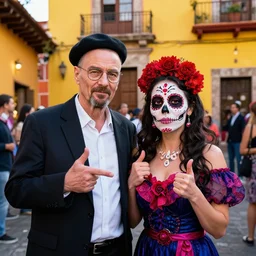 Walter and Jessie from breaking bad celebrating the day of the dead in Mexico