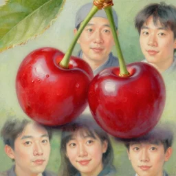 closeup cherries painting by 司 机 and 黄 凤 年 啊, rongzhen luo, fenghua zhong, ruan jia. fine details, trending on artstation. nexon, tencent, netease, huaban, wechat, bilibili, neowiz, kakao games
