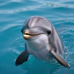 a dolphin smiling at the camera, high definition detail, 8 k, photography