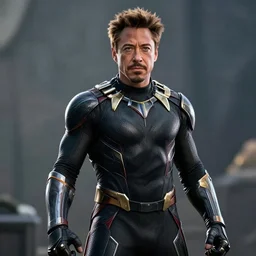 cinematic still of robert downey jr as black panther