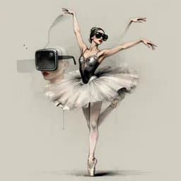 cypherpunk fashion illustration ballerina, television sunglasses, abstract portrait, ultra detailed, fine detail