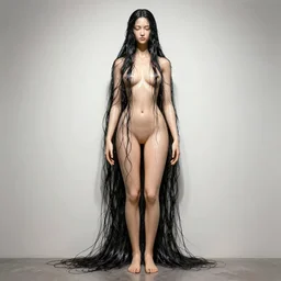 Harry Weisburd Artwork Black Wet Hair, Hachishakusama, Eight-Feet-Tall, #One shot Goddess, Full Body abnormal