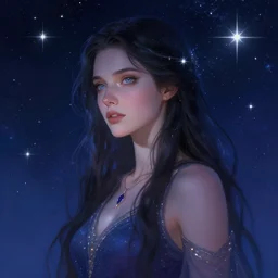 beautiful and elegant female astromancer in the starry sky, star sparkles, sharp focus, epic retrowave art, masterpiece, trending on art station, fantasy, digital painting, highly detailed, 8 k realistic, dof, art by artgerm, greg rutkowski, sasoura, satchely