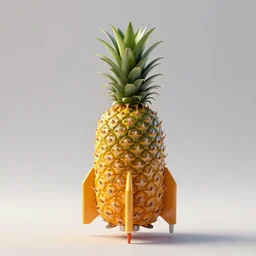 rocket launcher made of pineapple, 3D octane render, extreme detail