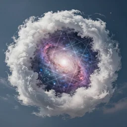 Clouds in the sky with a galaxy portal, sacred geometry -4