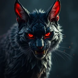 photorealistic demonic cat in the style of michael whelan and gustave dore. hyperdetailed photorealism by greg rutkowski. 1 0 8 megapixels, 3 d finalrender, cinematic lighting