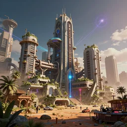 a beautiful very detailed highly detailed industrial architecture nature urbex abandoned city city by asher brown durand, rainforest neon noir sunny desert scumm bar mars cosmic laser, archdaily, wallpaper, highly detailed, trending on artstation.