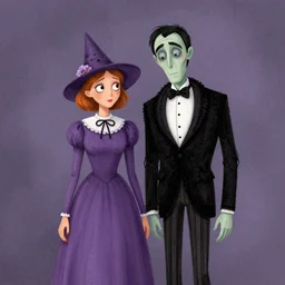 awkward halloween couple, illustrated by edward gorey, lagerstedt, tim burton