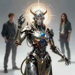benevolent cyborg necromancer, scifi, futuristic, helpful, kind, intelligent, highly detailed, trending on artstation, holy machine, advanced technology, art by vitaly bulgarov and nivanh chanthara and lance wilkinson